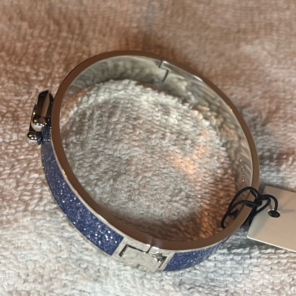 COACH 💕NWT Royal Blue Glitter Bracelet With Iconic “C”. Hinged For Easy Wear OBO - Picture 6 of 11